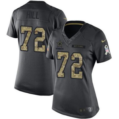 Nike Dallas Cowboys #72 Trysten Hill Black Women's Stitched NFL Limited 2016 Salute to Service Jersey